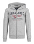 Jack & Jones Junior Tepláková bunda 'Logo' sivá melírovaná / červená / čierna - Pepit.sk