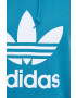 adidas Originals Bavlnená mikina pánska tyrkysová farba s kapucňou s potlačou - Pepit.sk