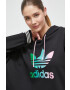 adidas Originals Bavlnená mikina dámska čierna farba s kapucňou s nášivkou - Pepit.sk