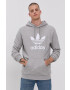 adidas Originals Bavlnená mikina H06669-MGREY/WHT pánska šedá farba s potlačou - Pepit.sk