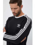 adidas Originals Bavlnené tričko s dlhým rukávom 3-Stripes Long Sleeve Tee IA4877-BLACK čierna farba s nášivkou - Pepit.sk