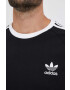 adidas Originals Bavlnené tričko s dlhým rukávom 3-Stripes Long Sleeve Tee IA4877-BLACK čierna farba s nášivkou - Pepit.sk