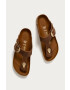 Birkenstock Kožené žabky 1018785-Cognac dámske hnedá farba na plochom podpätku - Pepit.sk