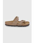 Birkenstock Kožené žabky Mayari 1011433-tab.brwn dámske béžová farba na plochom podpätku - Pepit.sk