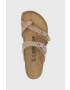 Birkenstock Kožené žabky Mayari 1011433-tab.brwn dámske béžová farba na plochom podpätku - Pepit.sk