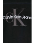 Calvin Klein Jeans Bavlnená mikina dámska čierna farba s kapucňou s potlačou - Pepit.sk