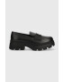 Calvin Klein Jeans Kožené mokasíny CHUNKY COMBAT LOAFER WN dámske čierna farba na platforme YW0YW01120 - Pepit.sk