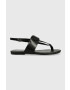 Calvin Klein Jeans Kožené sandále FLAT SANDAL HW dámske čierna farba YW0YW00953 - Pepit.sk