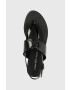 Calvin Klein Jeans Kožené sandále FLAT SANDAL HW dámske čierna farba YW0YW00953 - Pepit.sk