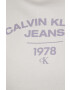 Calvin Klein Jeans Mikina dámska béžová farba s potlačou - Pepit.sk