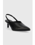 Calvin Klein Kožené ihličky HW0HW01345 GEO STIL SLINGBACK PUMP 50 čierna farba s otvorenou pätou - Pepit.sk