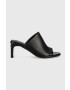 Calvin Klein Kožené šľapky CURVED STILETTO MULE dámske čierna farba na podpätku HW0HW01628 - Pepit.sk