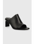 Calvin Klein Kožené šľapky CURVED STILETTO MULE dámske čierna farba na podpätku HW0HW01628 - Pepit.sk