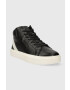 Calvin Klein Kožené tenisky HIGH TOP LACE UP ARCHIVE STRIPE čierna farba HM0HM01291 - Pepit.sk