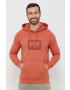 Helly Hansen Bavlnená mikina 53289-597 oranžová farba s kapucňou s potlačou - Pepit.sk