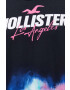 Hollister Co. Bavlnené tričko čierna farba vzorované - Pepit.sk