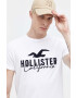 Hollister Co. Bavlnené tričko pánsky biela farba s nášivkou - Pepit.sk