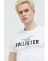 Hollister Co. Bavlnené tričko biela farba s nášivkou - Pepit.sk