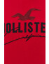 Hollister Co. Bavlnené tričko červená farba s nášivkou - Pepit.sk