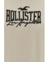 Hollister Co. Bavlnené tričko béžová farba s nášivkou - Pepit.sk