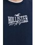 Hollister Co. Bavlnené tričko tmavomodrá farba s nášivkou - Pepit.sk