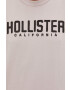 Hollister Co. Bavlnené tričko s dlhým rukávom fialová farba s nášivkou - Pepit.sk