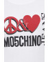 Moschino Jeans Bavlnené tričko biela farba - Pepit.sk