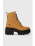 Timberland Kožené workery Everleigh Boot 6in LaceUp dámske hnedá farba na platforme TB0A41QK2311 - Pepit.sk