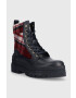 Tommy Hilfiger Členkové topánky FEMININE TARTAN LACE UP BOOTIE dámske tmavomodrá farba na plochom podpätku FW0FW07670 - Pepit.sk