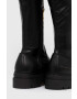 Tommy Hilfiger Kožené čižmy Monochromatic Over The Knee Boot dámske čierna farba na platforme - Pepit.sk