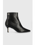 Tommy Hilfiger Kožené členkové topánky FW0FW06837 POINTY HEEL BOOT dámske čierna farba na vysokom podpätku - Pepit.sk