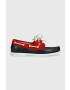 Tommy Hilfiger Kožené mokasíny TH BOAT SHOE RWB dámske červená farba na plochom podpätku FW0FW07169 - Pepit.sk