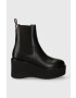 Tommy Hilfiger Kožené topánky chelsea ELEVATED WEDGE BOOTIE dámske čierna farba na kline FW0FW07657 - Pepit.sk