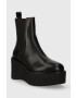 Tommy Hilfiger Kožené topánky chelsea ELEVATED WEDGE BOOTIE dámske čierna farba na kline FW0FW07657 - Pepit.sk