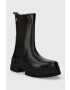 Tommy Hilfiger Kožené topánky chelsea ESSENTIAL LEATHER CHELSEA BOOT dámske čierna farba na plochom podpätku FW0FW07490 - Pepit.sk