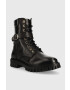 Tommy Hilfiger Kožené workery Buckle Lace Up Boot dámske čierna farba na plochom podpätku - Pepit.sk