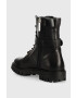 Tommy Hilfiger Kožené workery Buckle Lace Up Boot dámske čierna farba na plochom podpätku - Pepit.sk