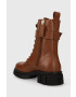 Tommy Hilfiger Kožené workery COOL FEMININE BIKERBOOT dámske hnedá farba na plochom podpätku FW0FW07322 - Pepit.sk