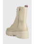 Tommy Hilfiger Kožené workery Monochromatic Lace Up Boot dámske béžová farba na plochom podpätku - Pepit.sk