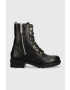 Tommy Hilfiger Kožené workery Th Essentials Biker Boot dámske čierna farba na plochom podpätku zateplené - Pepit.sk