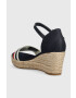 Tommy Hilfiger Sandále MID WEDGE CORPORATE dámske tmavomodrá farba na kline - Pepit.sk