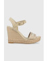 Tommy Hilfiger Sandále SEASONAL WEBBING WEDGE dámske béžová farba na platforme FW0FW07088 - Pepit.sk