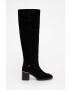 Tommy Hilfiger Semišové čižmy FEMININE SUEDE OVERKNEE BOOT dámske čierna farba na podpätku FW0FW07667 - Pepit.sk