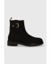 Tommy Hilfiger Semišové topánky BELT BOOTIE NUBUCK dámske čierna farba na plochom podpätku FW0FW07478 - Pepit.sk