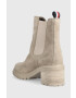 Tommy Hilfiger Semišové topánky chelsea ESSENTIAL MIDHEEL SUEDE BOOTIE dámske béžová farba na podpätku FW0FW07522 - Pepit.sk