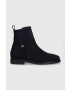 Tommy Hilfiger Semišové topánky TOMMY ESSENTIALS BOOT dámske tmavomodrá farba na plochom podpätku FW0FW07474 - Pepit.sk