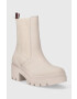 Tommy Hilfiger Topánky chelsea RUBBERIZED MID HEEL BOOT dámske béžová farba na podpätku FW0FW07520 - Pepit.sk