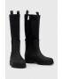 Tommy Hilfiger Vysoké čižmy ESSENTIAL TOMMY RAINBOOT dámske čierna farba na plochom podpätku FW0FW07666 - Pepit.sk