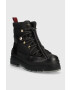 Tommy Hilfiger Workery Laced Outdoor Boot dámske čierna farba na platforme jemne zateplené - Pepit.sk