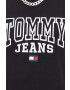 Tommy Jeans Bavlnené tričko čierna farba s potlačou - Pepit.sk